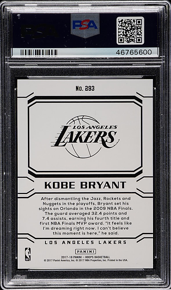 2017-2018 Panini Hoops Basketball #293 Kobe Bryant PSA GEM MINT 10