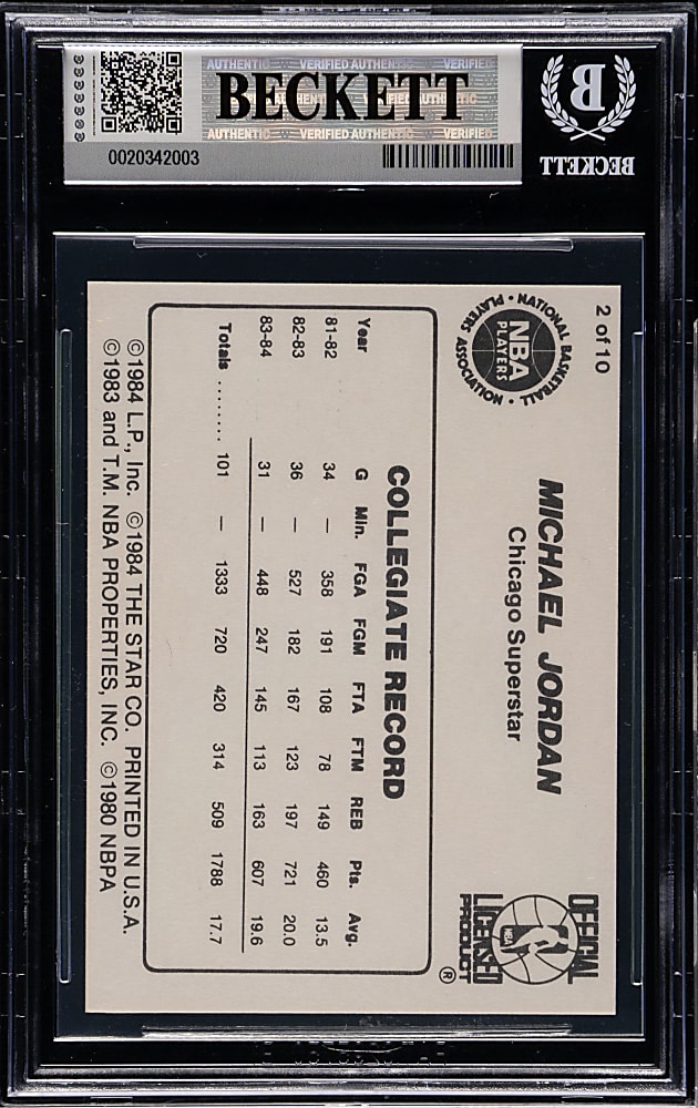1986-1987 Star Company Basketball #2 Michael Jordan BGS Authentic