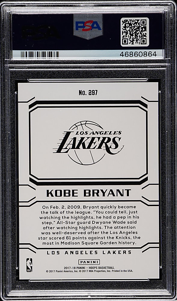 2017-2018 Panini Hoops Basketball #297 Kobe Bryant PSA GEM MINT 10