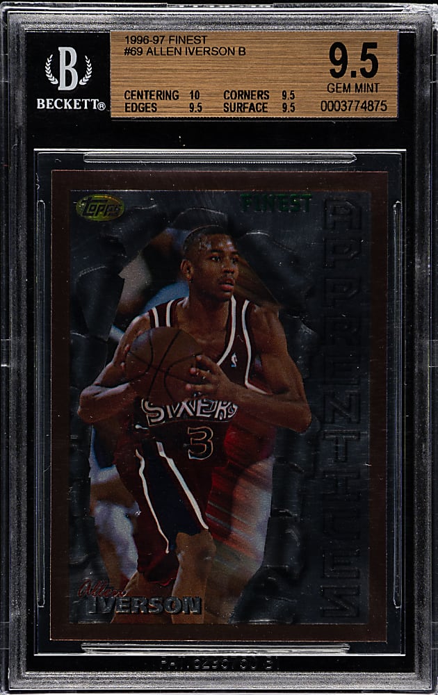 1996-1997 Topps Finest Basketball #69 Allen Iverson Rookie BGS GEM MINT 9.5