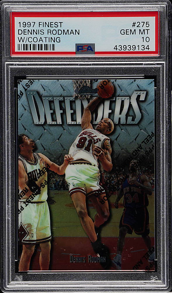 1997-1998 Topps Finest Basketball #275 Dennis Rodman with Coating PSA GEM MINT 10