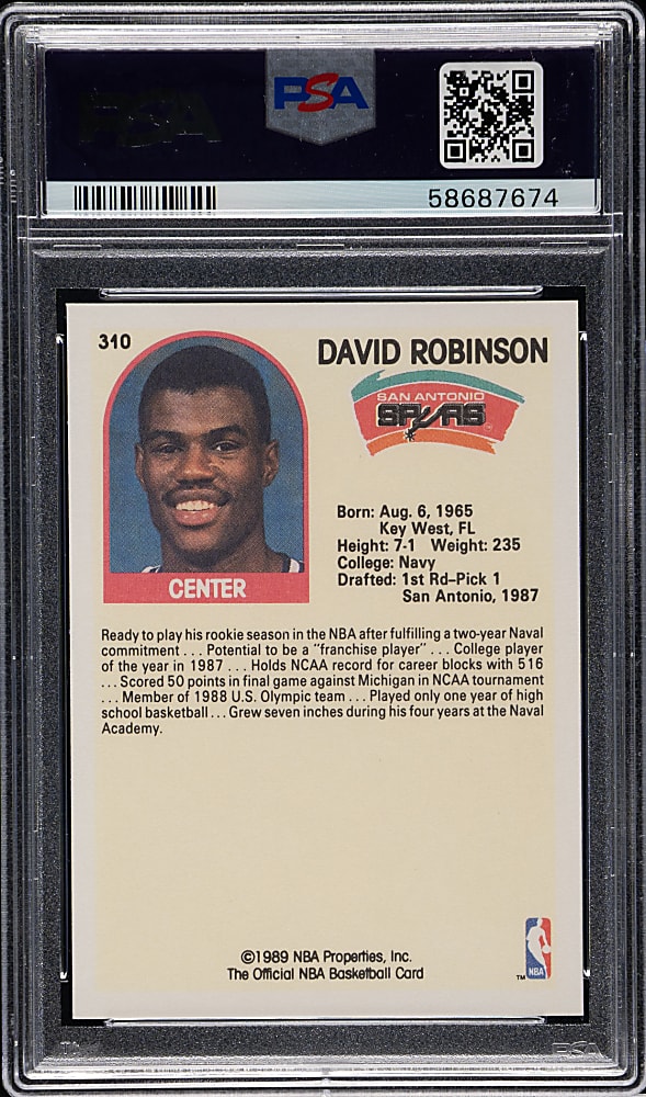 1989-1990 Hoops Basketball #138 David Robinson Rookie PSA GEM MINT 10