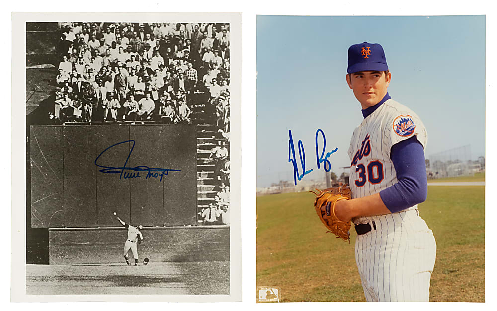Nolan Ryan and Willie Mays Signed Photograph Pair - JSA