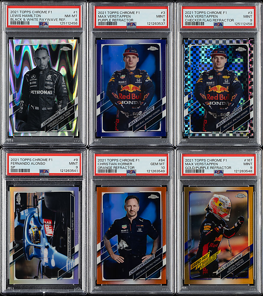 2021 Topps Chrome F1 PSA-Graded Collection (11) Including Lewis Hamilton and Max Verstappen