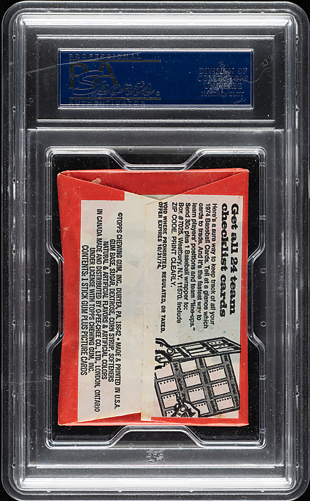 1974 Topps Unopened Wax Pack PSA NM-MT 8