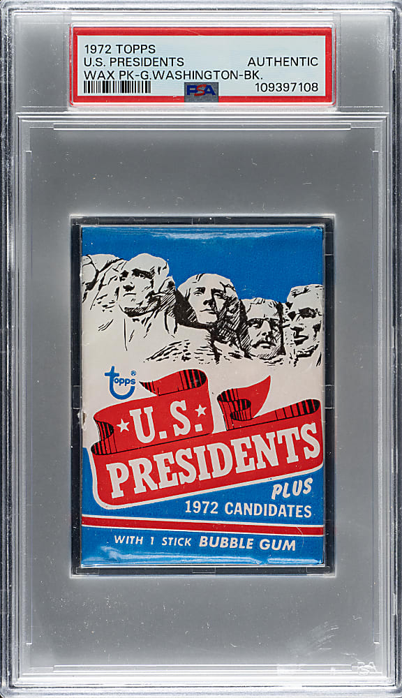 1972 Topps "U.S. Presidents" Unopened Wax Pack PSA Authentic - George Washington on Back