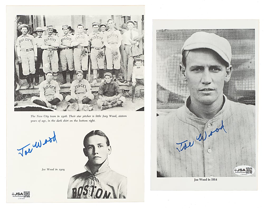 Joe Wood Signed Magazine Page Pair - JSA