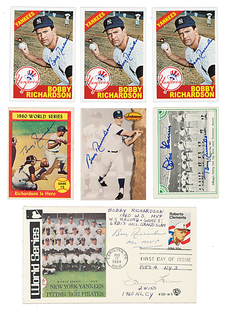 1961 to 1994 Bobby Richardson Signed Card and First-Day Cover Collection (7)