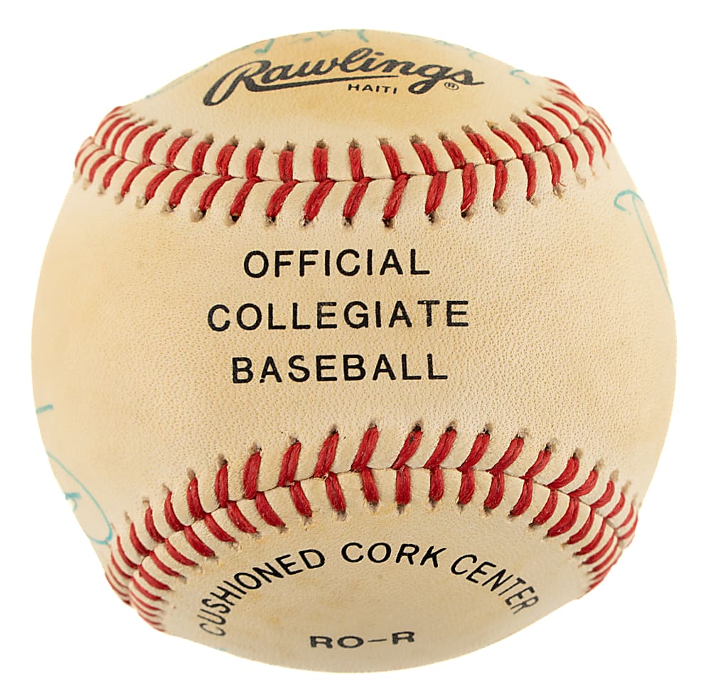Hall of Fame Multi-Signed Baseball with Hank Aaron, Johnny Bench, and Ernie Banks