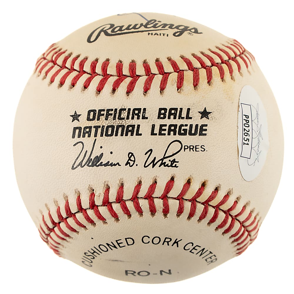 Enos Slaughter Single-Signed Baseball with "H.O.F. 7-28-85" Inscription - JSA