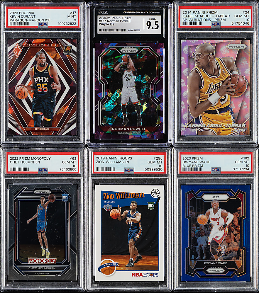 2014 to 2023 Panini Prizm, Select, and Phoenix Basketball PSA- and CGC-Graded Collection (17) Including Kevin Durant, Chet Holmgren, and Kareem Abdul-Jabbar