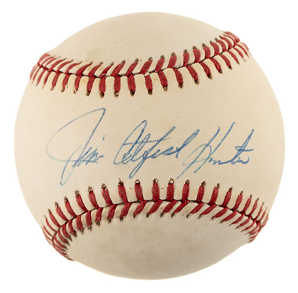 Jim "Catfish" Hunter Single-Signed Baseball - JSA