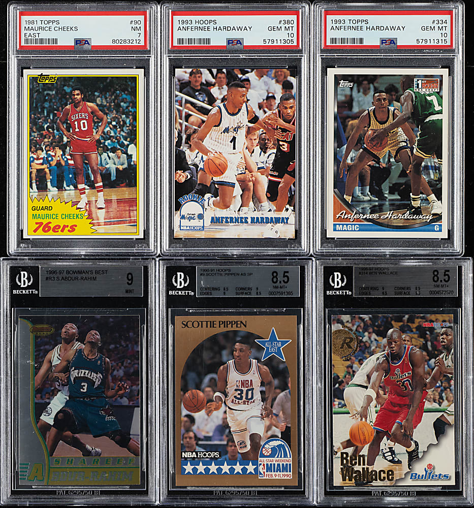 1981 to 1999 Topps, Fleer, and Upper Deck Basketball Hall of Fame and Stars PSA- and BGS-Graded Collection (12) Including Dennis Rodman, Kevin Garnett, and Allen Iverson