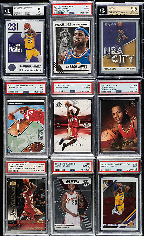 2003 to 2019 Upper Deck, Panini, and Topps Basketball LeBron James PSA- and BGS-Graded Collection (9)