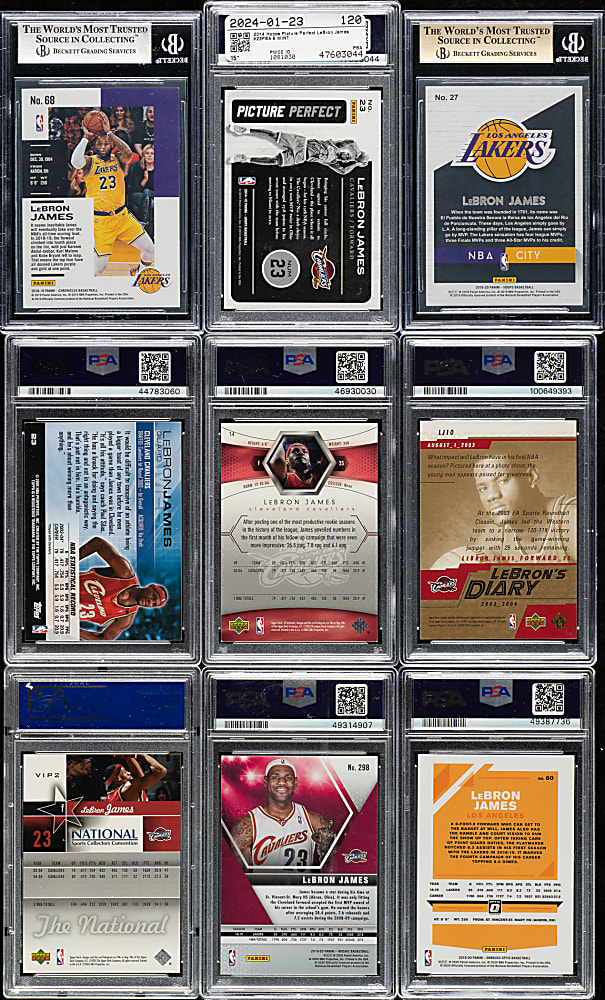 2003 to 2019 Upper Deck, Panini, and Topps Basketball LeBron James PSA- and BGS-Graded Collection (9)