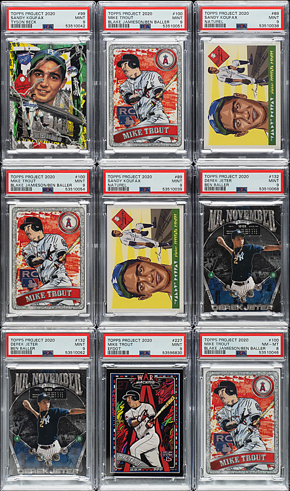 2020 Topps Project PSA-Graded Collection (9) Including Sandy Koufax, Derek Jeter, and Mike Trout