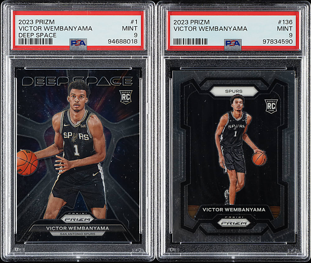 2023-2024 Panini Prizm Basketball Victor Wembanyama Rookie PSA MINT 9 Pair