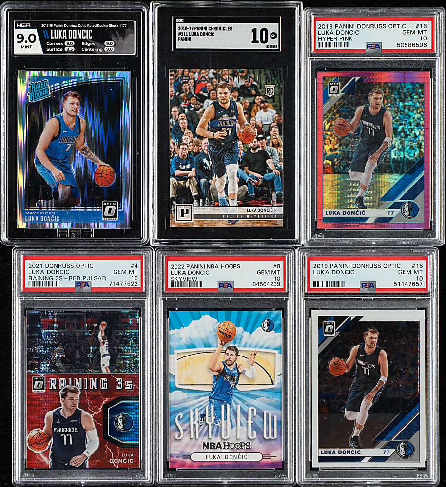 2018 to 2022 Panini and Donruss Basketball Luka Doncic PSA- and SGC-Graded Collection (10)