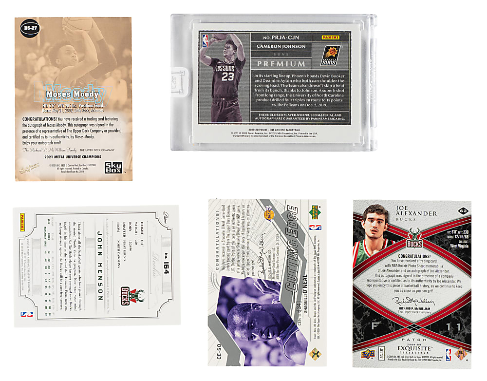 2003 to 2021 Upper Deck, Topps, and Panini Basketball Autograph and Relic Collection (9) Including Blake Griffin, Paul Pierce, and Shaquille O'Neal