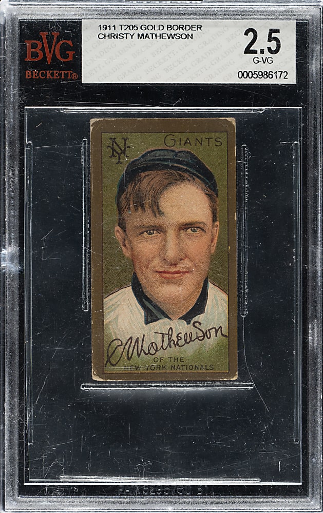 1911 T205 Gold Border Christy Mathewson BVG G-VG 2.5 - Sovereign Back