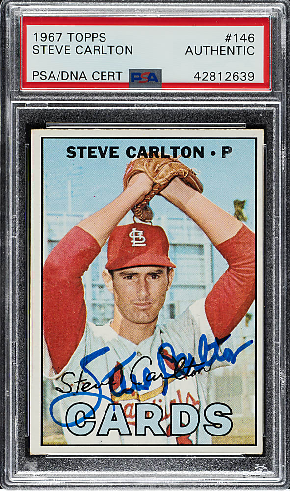 Signed 1967 Topps #146 Steve Carlton - PSA/DNA