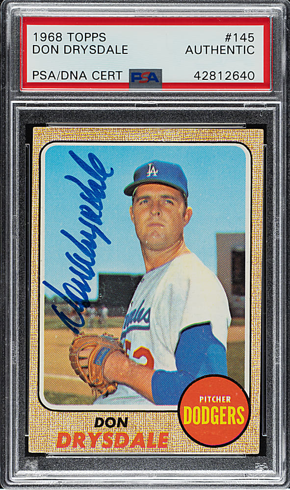 Signed 1968 Topps #145 Don Drysdale - PSA/DNA
