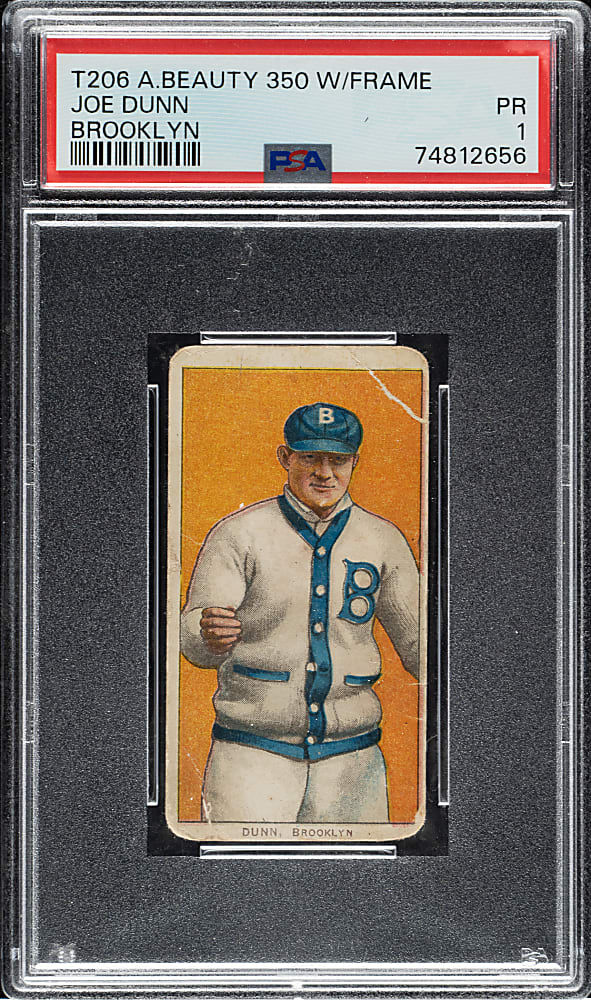 1909-1911 T206 White Border Joe Dunn PSA POOR 1 - American Beauty 350 Back