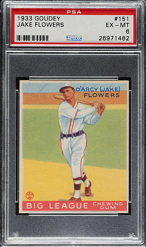 1933 R319 Goudey #151 Jake Flowers PSA EX-MT 6