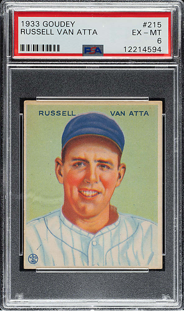 1933 R319 Goudey #215 Russell Van Atta PSA EX-MT 6