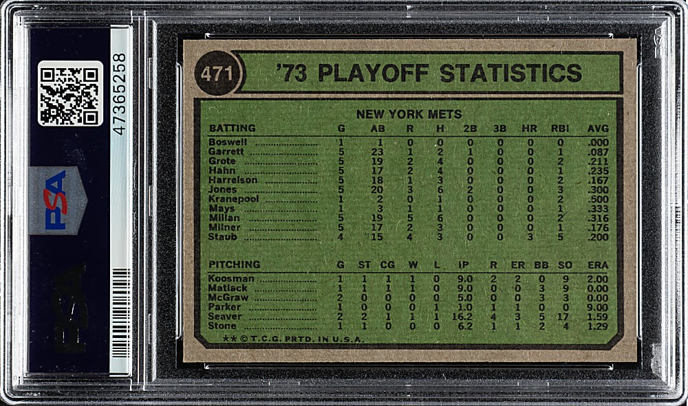 1974 Topps #471 NL Playoffs with Tom Seaver PSA MINT 9
