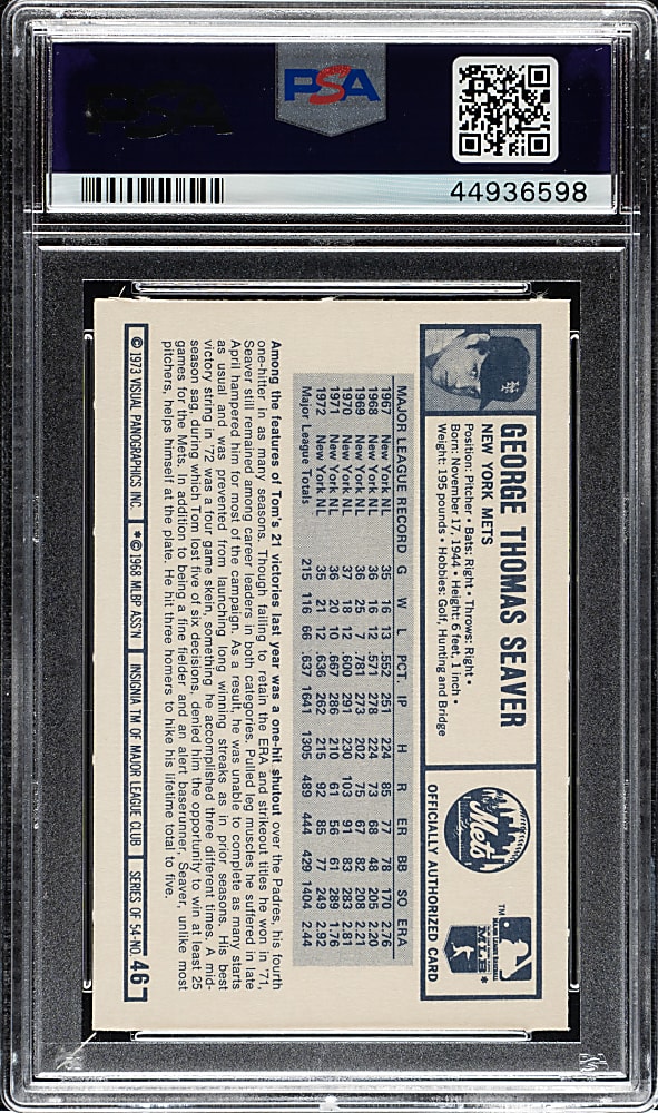 1973 Kellogg's #46 Tom Seaver PSA GEM MINT 10