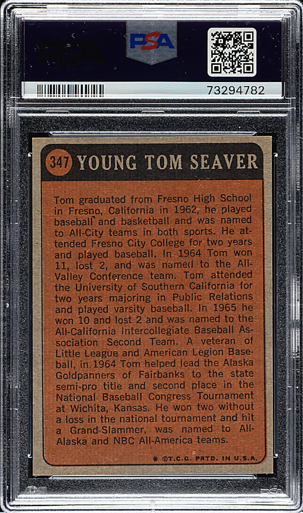 1972 Topps Boyhood Photo #347 Tom Seaver PSA MINT 9
