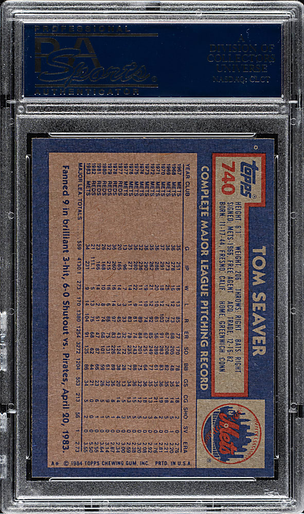 1984 Topps #740 Tom Seaver PSA GEM MINT 10