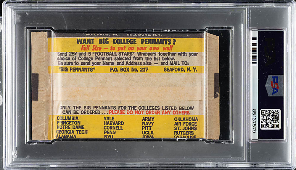 1961 Nu-Card Football Unopened Paper Pack PSA NM 7