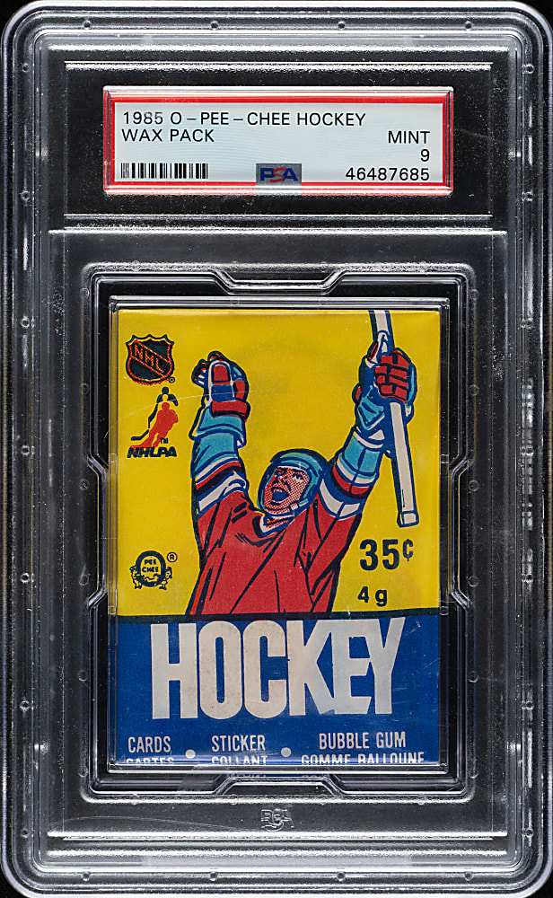 1985-1986 O-Pee-Chee Hockey Unopened Wax Pack PSA MINT 9 - Mario Lemieux Rookie Year!