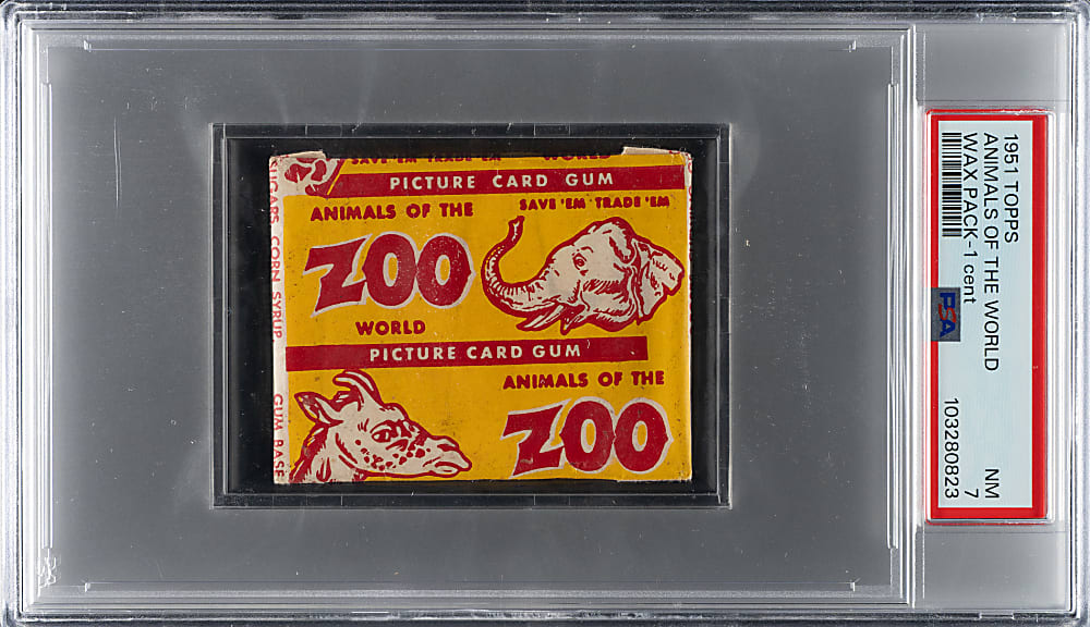 1951 Topps "Animals of the World" Unopened One-Cent Wax Pack PSA NM 7