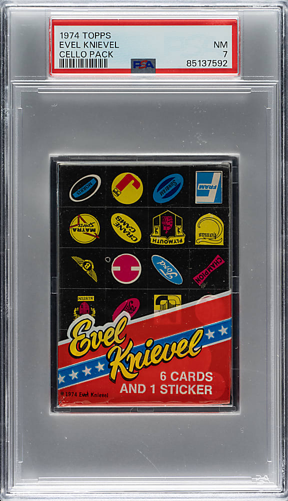 1974 Topps "Evel Knievel" Unopened Cello Pack PSA NM 7