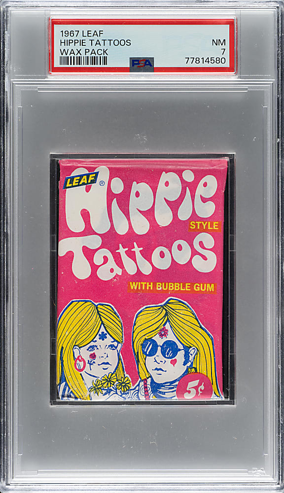 1967 Leaf "Hippie Tattoos" Unopened Wax Pack PSA NM 7