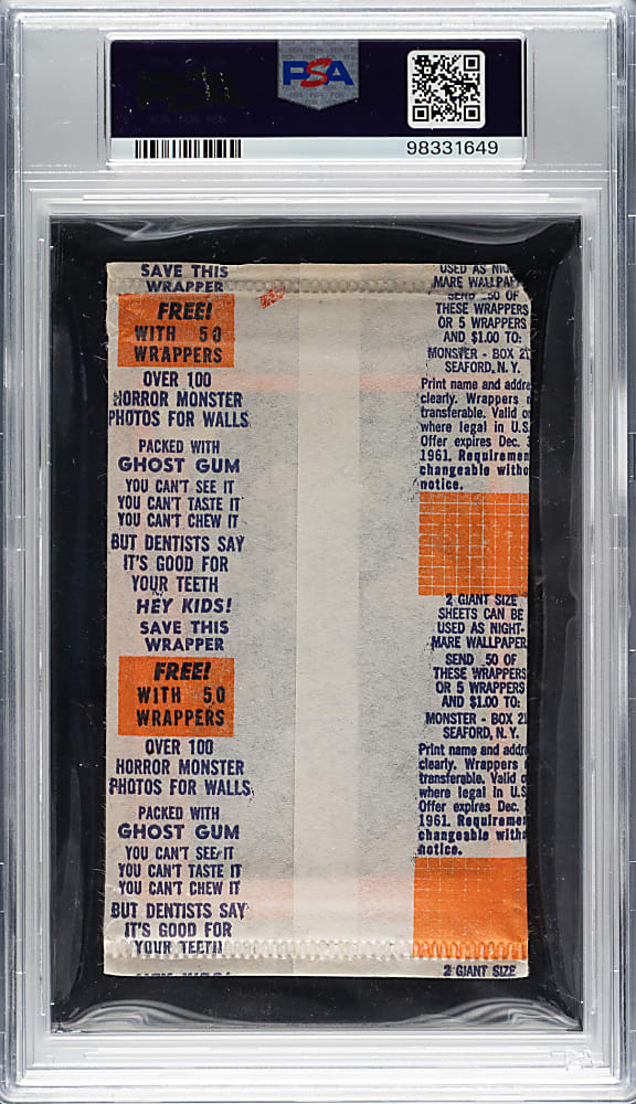 1961 Nu-Card "Horror Monster Series" Unopened Paper Pack PSA NM-MT 8