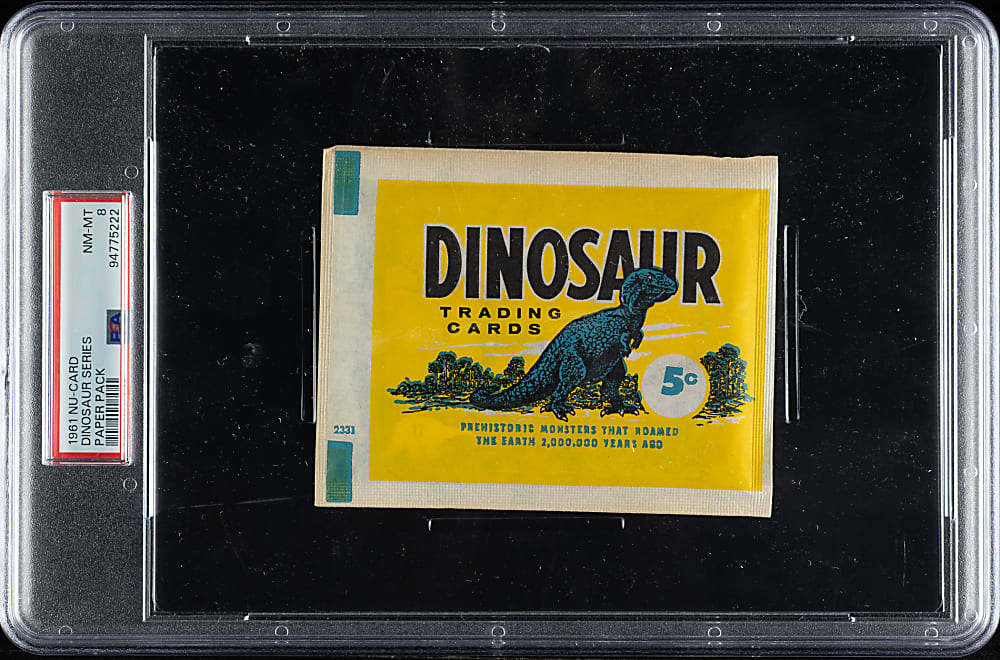 1961 Nu-Card "Dinosaur Series" Unopened Paper Pack PSA NM-MT 8