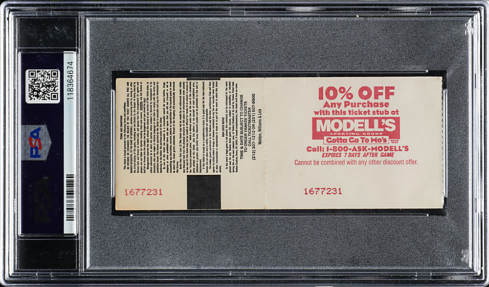 September 4, 1995 New York Yankees (vs. Seattle Mariners) Ticket Stub PSA GOOD 2 - Jorge Posada MLB Debut