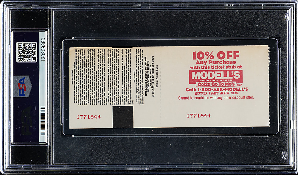 May 17, 1996 New York Yankees (vs. California Angels) Ticket Stub PSA VG 3 - Mariano Rivera First Save