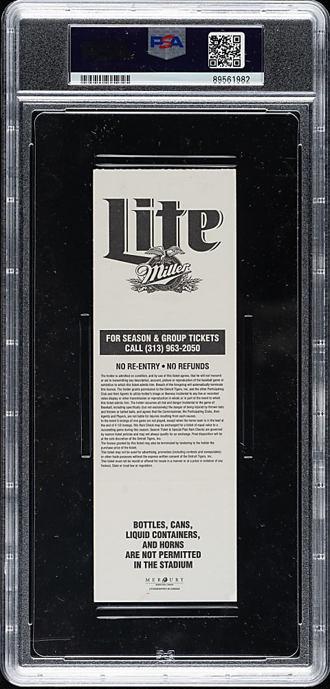 June 23, 1997 Detroit Tigers (vs. New York Yankees) Full Ticket PSA NM 7 - Mariano Rivera Discovers Cutter