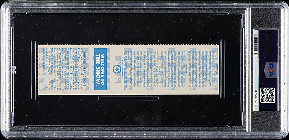 October 6, 1995 Seattle Mariners (vs. New York Yankees) ALDS Full Ticket PSA VG-EX 4 - Randy Johnson vs. Jack McDowell