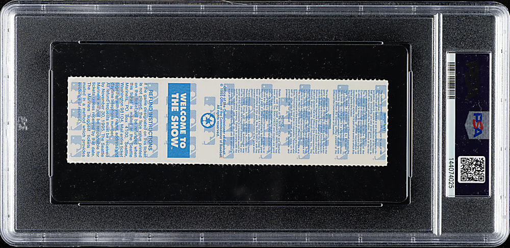 October 7, 1995 Seattle Mariners (vs. New York Yankees) ALDS Full Ticket PSA NM-MT 8