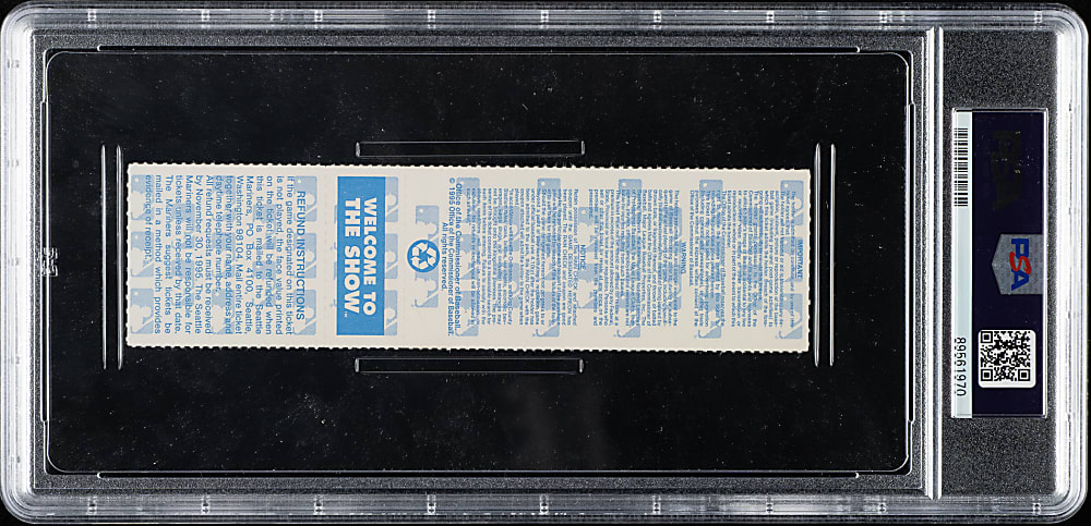 October 8, 1995 Seattle Mariners (vs. New York Yankees) ALDS Full Ticket PSA EX 5 - Ken Griffey Jr. "The Slide"