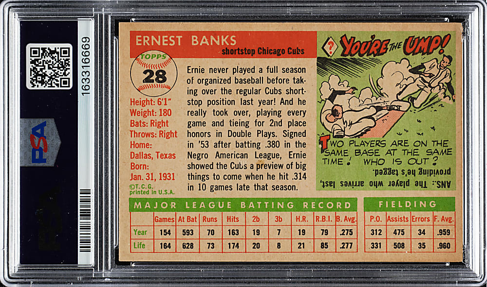 1955 Topps #28 Ernie Banks PSA VG-EX 4