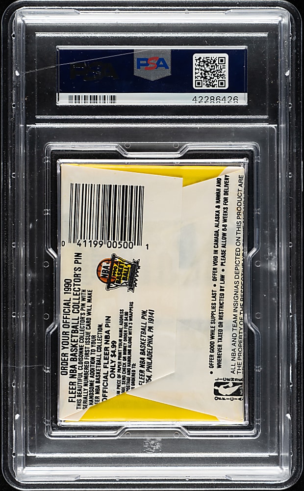 1990-1991 Fleer Basketball Unopened Wax Pack PSA MINT 9 - Michael Jordan on Top