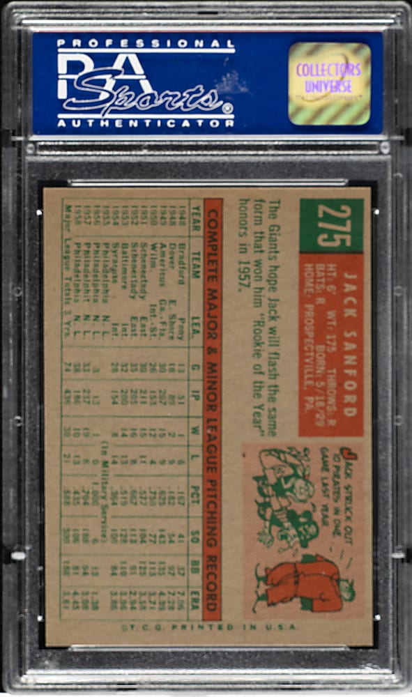 1959 Topps #275 Jack Sanford PSA NM-MT 8