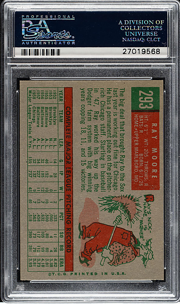 1959 Topps #293 Ray Moore PSA NM-MT 8